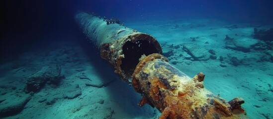 Sunken German submarine U-352's damaged torpedo tube off North Carolina's coast.