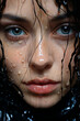 © ADDICTIVE STOCK - Intense gaze of a young woman with wet hair and skin Generative AI image