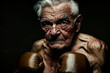 © ADDICTIVE STOCK - Elderly boxer posing with determination and strength Generative AI image