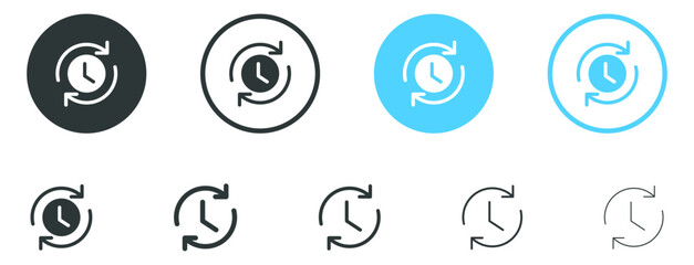 Leinwandbilder - time and clock with arrow circle icons set in flat style, clockwise rotation icon. time passing icon. timer symbol history watch later sign