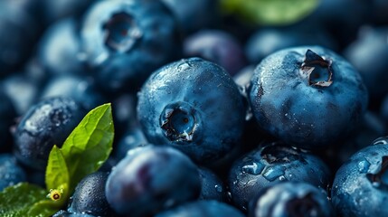 Poster - Generative AI : Blueberry. Fresh organic berries macro. Fruit background