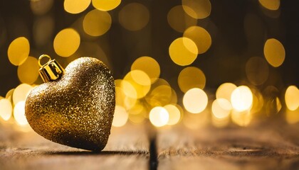 Poster - 3d illustration christmas and valentine s day gold bokeh on blur background