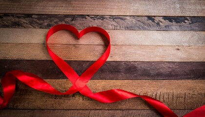 Wall Mural - red heart of ribbon valentines day background