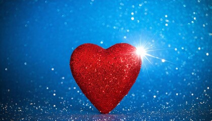 Wall Mural - sparkly red heart against blue background