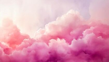 Sticker - watercolor pink background watercolor background with clouds