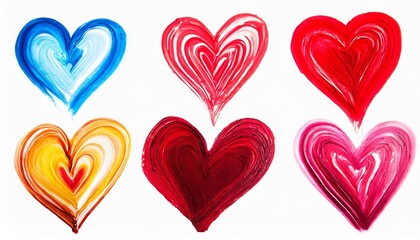 Sticker - a set of hearts of different colors drawn with paint