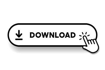 Poster - 3D download button icon. Upload icon. Down arrow bottom side symbol. Click here button. Save cloud icon push button for UI UX, website, mobile application.