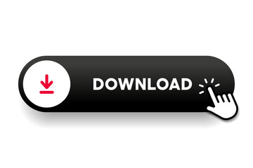 Leinwandbilder - 3D download button icon. Upload icon. Down arrow bottom side symbol. Click here button. Save cloud icon push button for UI UX, website, mobile application.