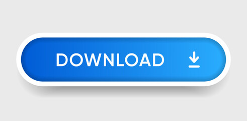 Fototapete - 3D download button icon. Upload icon. Down arrow bottom side symbol. Click here button. Save cloud icon push button for UI UX, website, mobile application.