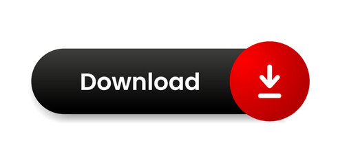 Poster - 3D download button icon. Upload icon. Down arrow bottom side symbol. Click here button. Save cloud icon push button for UI UX, website, mobile application.