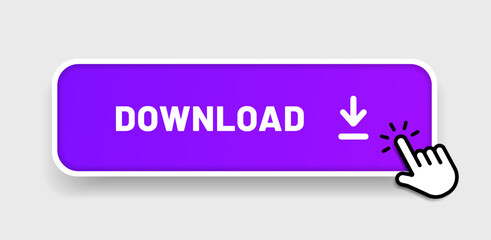 Leinwandbilder - 3D download button icon. Upload icon. Down arrow bottom side symbol. Click here button. Save cloud icon push button for UI UX, website, mobile application.