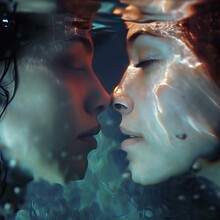 Aquamarine Passion: Embracing Love In Reversal Hues, The Emotional Connection, Artistic Expression, And The Celebration Of LGBTQ Identity, Making It A Powerful And Inclusive Image.