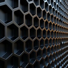 Generative AI Image Of Beveled Honeycomb Simple Pattern On Black Background