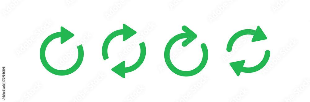 Refresh icon set. Arrow rotation circle. Sync repeat and reload arrow ...