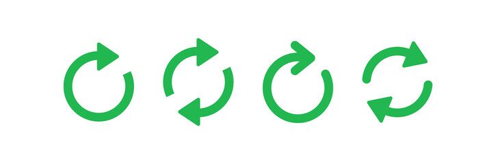 Leinwandbilder - Refresh icon set. Arrow rotation circle. Sync repeat and reload arrow icon. Green recycling, recycle icon with two arrows