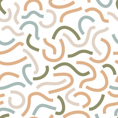 Poster - Pastel curved lines isolated on white background. Bold Squiggles.