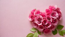 Beautiful Valentine S Day Background With Pink Love Heart Paper Cut Flowers Design With Copy Space