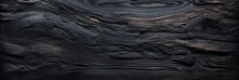 Burnt Wood Texture Background, Wide Banner Of Charred Black Timber. Abstract Pattern Of Dark Burned Scorched Woodgrain. Concept Of Charcoal, Coal, Grill, Embers, Wallpaper, Tree, Firewood