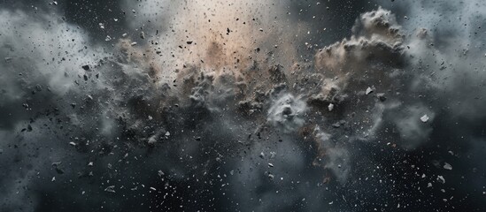 Sticker - rendering of debris and dust on black background