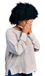 © Krakenimages.com - Young african american woman wearing casual clothes with sad expression covering face with hands while crying. depression concept.