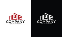 Initials MD R Building Logo Design On A Black And White Background.