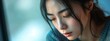 © Johnathan - Asian Female Crying Beautiful Backdrop With Copyspace Generative AI