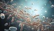 Bacteria microscópica flotando