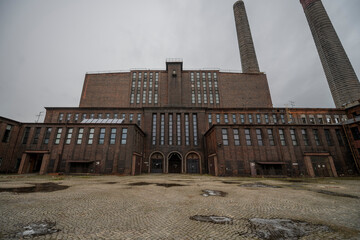 Old Abandoned Historic Industrial Power Plant in Silesia, Poland, Europe