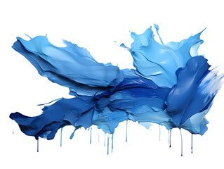 Blue Paint Brush Isolated on Transparent Background. Blue Dye