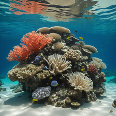 Wall Mural - Transparent background cutout of an isolated coral reef in PNG format.