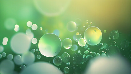 Wall Mural - abstract blur and lovely soft light green background with bubbles, beautiful green watercolor background with various bokeh surrounding randomly, soft green texture background , Ai generated image