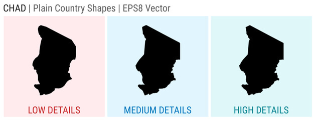 Fototapete - Chad - plain country shape. Low, medium, and high detailed maps of Chad. EPS8 Vector illustration.