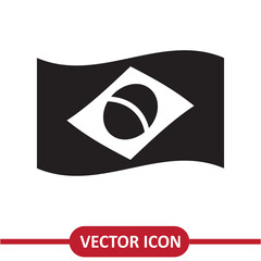 Poster -  Brazil flag icon vector flat simple illustration on white background..eps