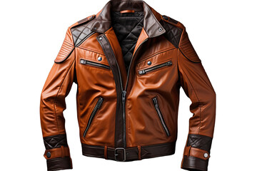 Poster - Luxury Brown Leather Jacket On Transparent Background