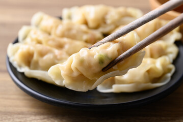 Canvas Print - Steamed wonton dumpling stuffed with minced pork and chicken ready to eating