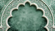 Luxurious Arabic background with stylish white and green patterns and ornate arch frame