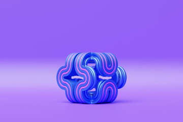 Poster - 3D illustration of a purple  node against purple background. Fantastic  shape .Simple geometric shapes