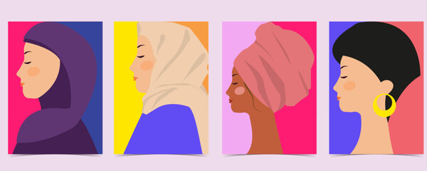 International women day with colorful use for vertical a4 card design