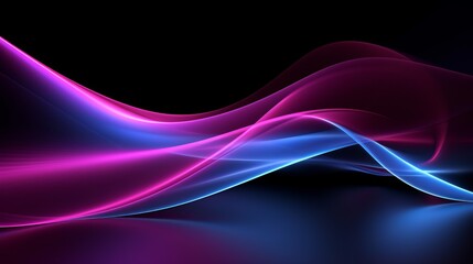 Poster - purple and blue 3d wave on black background - abstract business technology wallpaper