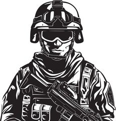 Warrior Mark Vector Design for Combat Soldier Operations Shadow Sentinel Black Combat Soldier Logo