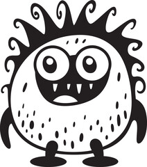Sticker - Tiny Terrors Black Logo for Adorable Doodle Monsters Ink Splash Critters Monster Vector Emblem in Black