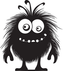Poster - Scribble Sweets Cute Doodle Monster Glyph in Black Kooky Kreatures Monster Vector Black Logo