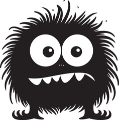 Wall Mural - Giggly Goblins Doodle Monsters Vector Icon in Black Whisker Wonders Cute Doodle Monster Logo Design