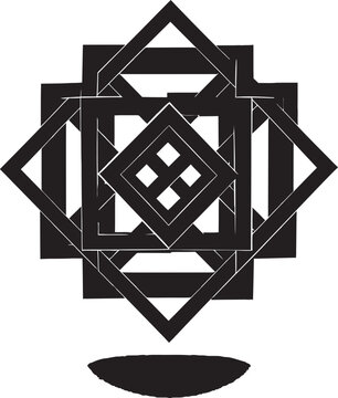 Quantum Contours Black Icon Featuring Abstract Geometric Shape in Vector Geometric Zenith Sleek Vector Logo with Abstract Black Dynamic Shapes