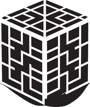 Quantum Contours Elegant Icon Featuring Abstract Geometric Shapes in Vector Abstract Matrix Vector Logo with Dynamic Black Geometric Shapes