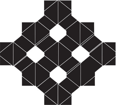 Shape Fusion Vector Logo Design with Abstract Black Geometric Patterns Quantum Contours Sleek Emblem Showcasing Abstract Geometric Shapes in Vector