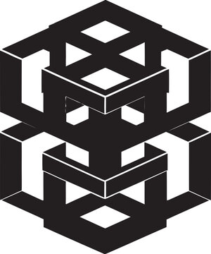 Quantum Contours Sleek Emblem Showcasing Abstract Geometric Shapes in Vector Abstract Elegance Black Icon with Vector Logo and Dynamic Geometric Designs