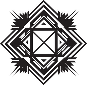 Ephemeral Lines Abstract Black Logo Design with Vector Geometric Elements Astral Symmetry Vector Logo with Sleek Black Abstract Geometric Patterns