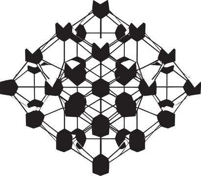 Quantum Contours Elegant Icon Featuring Abstract Geometric Shapes in Vector Abstract Matrix Vector Logo with Dynamic Black Geometric Shapes