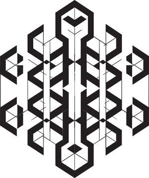Ethereal Harmony Black Geometric Logo Vector with Abstract Shapes Infinite Abstraction Sleek Icon Design Featuring Geometric Patterns in Black